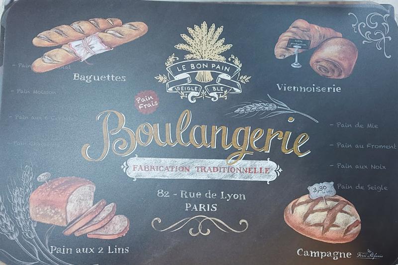 R2S műanyag reggeliző alátét, fekete, Boulangerie, 45X30 cm ART D350TABO