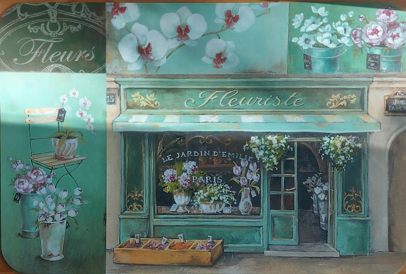 R2S műanyag Reggeliző alátét, French boutique fleurista, 45X30 cm ART BQF0350D