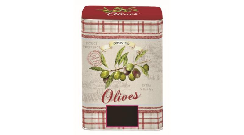 R2S.091OLIV Konyhai fémdoboz 12,5x9x17,5cm, Olives