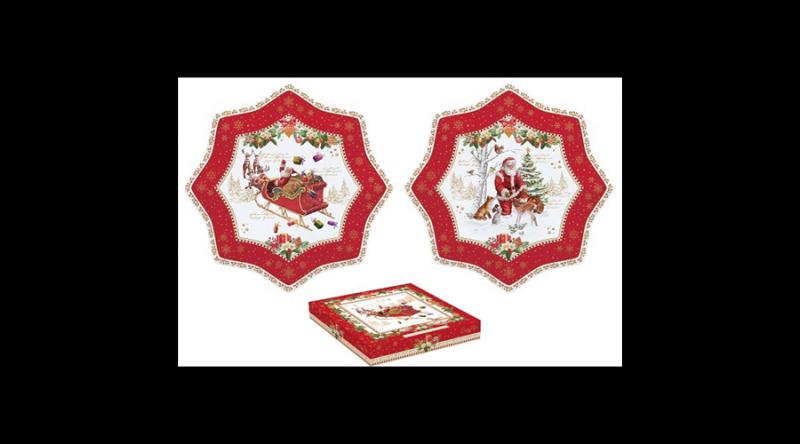 R2S.1001CHME Porcelán desszerttányér 2 db-os szett, 20cm, dobozban, Christmas Memories