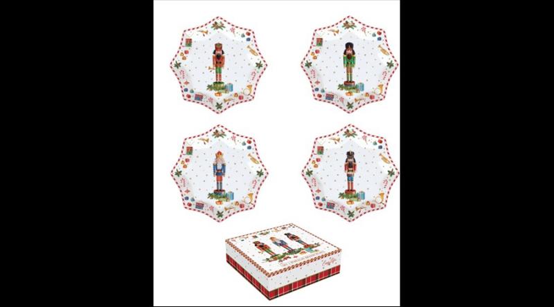 R2S.1002VNUT Porcelán desszerttányér 4 db-os szett, 16cm, dobozban, Vintage Nutcracker