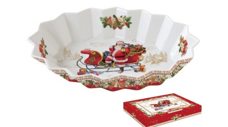 R2S.1048CHME Porcelán ováltálca 25x17x4,5cm, dobozban, Christmas Memories