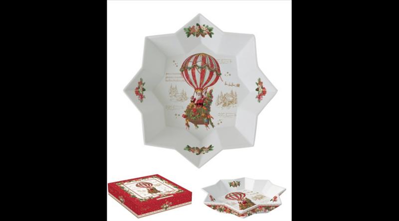 R2S.1049CHAB Porcelán csillagtál 25x4,5cm, dobozban, Christmas Memories