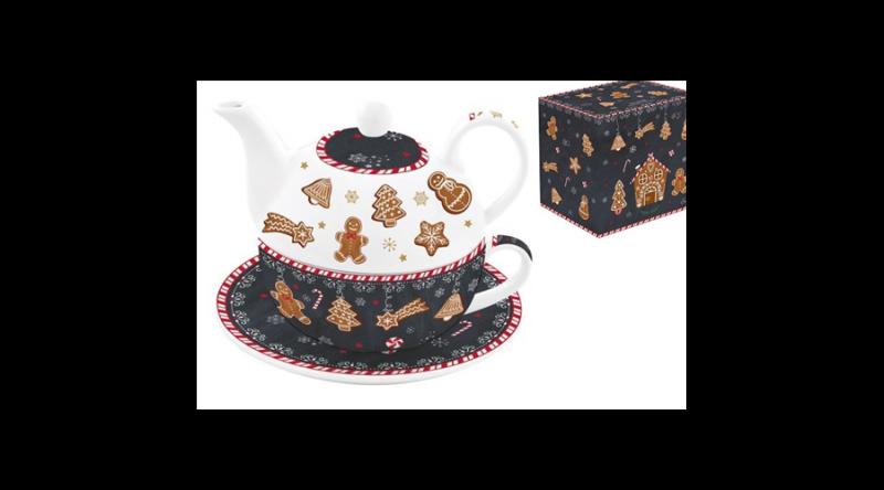 R2S.104GING Porcelán egyszemélyes teáskészlet 350ml,+350ml, dobozban, Gingerbread
