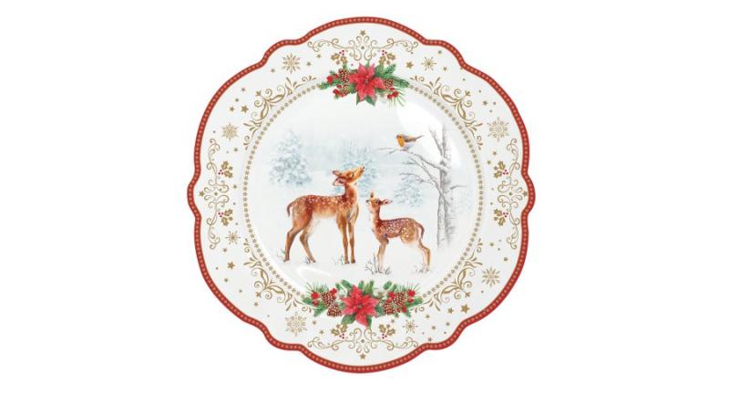 R2S.1052CMEL Porcelán desszerttányér 20cm, Christmas Melody