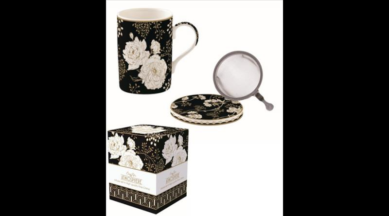 R2S.105ARTF Porcelán szűrősbögre tetővel 350ml dobozban,Art Deco & Flowers, Atmosphere