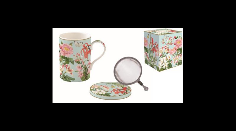 R2S.105BGAR Porcelán szűrősbögre tetővel, 350ml, dobozban, Botanic Garden