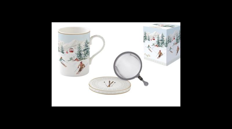 R2S.105CHAL Porcelán szűrősbögre tetővel, 350ml, dobozban, Chalet