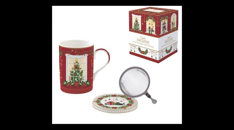 R2S.105FEAV Porcelán szűrősbögre tetővel, 350ml, dobozban, Festive Avenue, Atmosphere