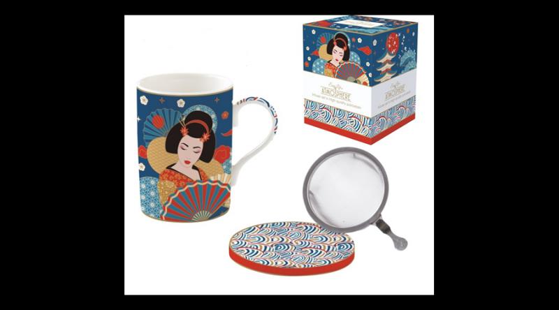 R2S.105TOKY Porcelán szűrősbögre tetővel, 350ml, dobozban, Tokyo, Atmosphere