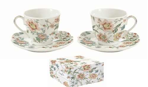 R2S.1070ZENW Porcelán teáscsésze+alj 2 személyes, 225ml, dobozban, Zen Garden White