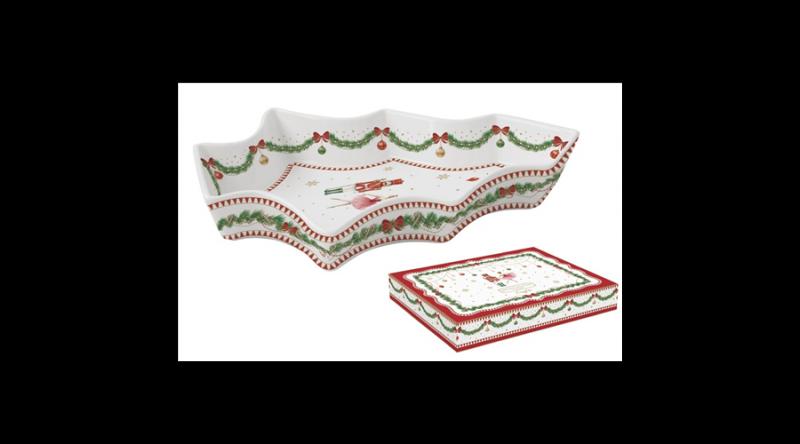 R2S.1095MNOE Porcelán fenyőtál 21,5x28,5cm, dobozban, Magie de Noel