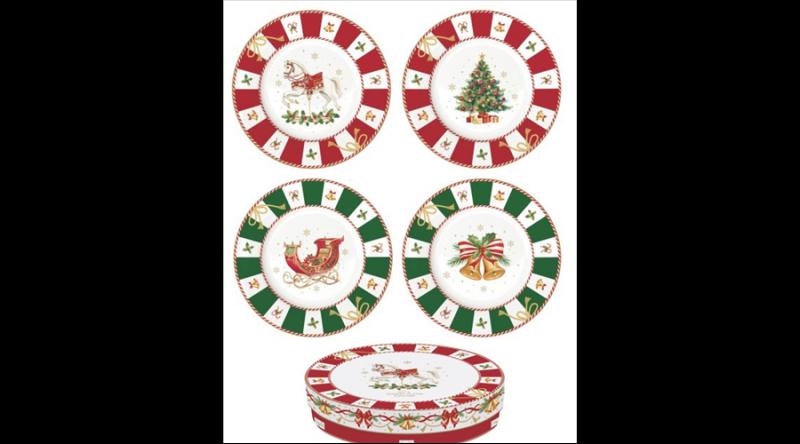 R2S.1100CTAL Porcelán desszerttányérszett 4db-os, 19cm, dobozban, Christmas Tale