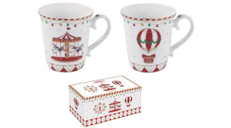 R2S.1102CHWO Porcelán bögreszett 275ml, 2 db-os, dobozban, Christmas Wonderland