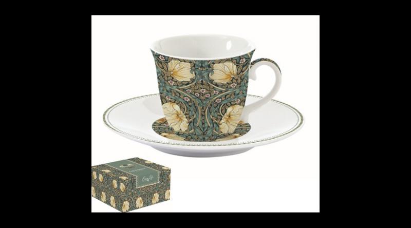 R2S.1106WILB Porcelán teáscsésze+alj, 200ml, dobozban, William Morris, Black