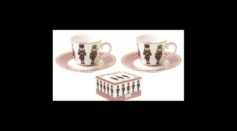 R2S.1107NUTC Porcelán eszpreszócsésze+alj 2 személyes 80ml,dobozban,Nutcracker