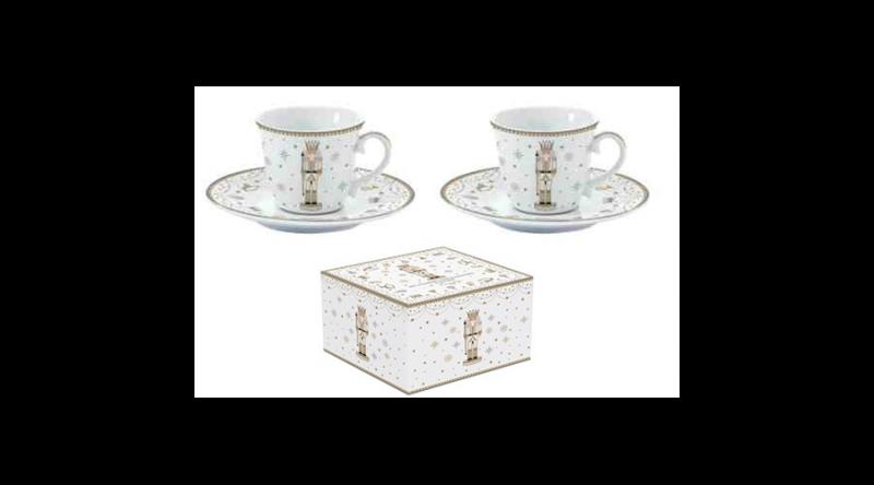 R2S.1107RNUT Porcelán eszpreszócsésze+alj 2 személyes 80ml,dobozban, Royal Nutcracker