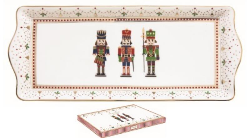 R2S.1109NUTC Porcelántálca 35x15cm dobozban,Nutcracker