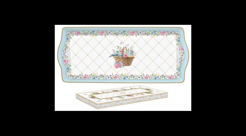 R2S.1109SPBL Porcelántálca 35x15cm, dobozban, Spring Bloom