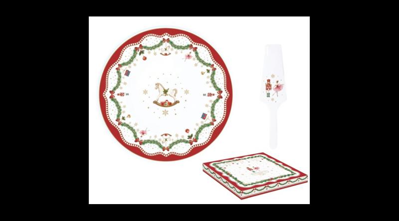 R2S.1112MNOE Porcelán tortatál lapáttal 32cm dobozban, Magie de Noel