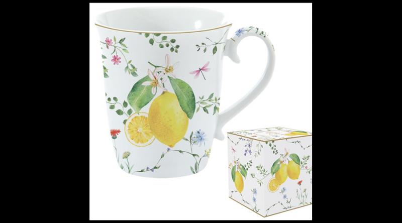 R2S.1171FCIT Porcelánbögre 275ml, dobozban, Fleurs et Citrons