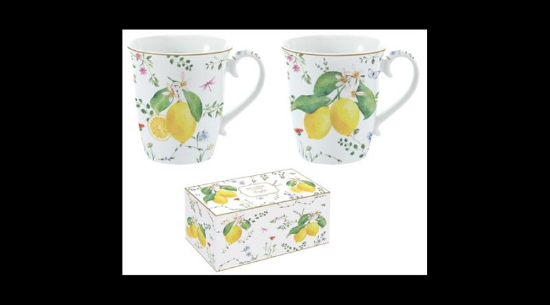 R2S.1172FCIT Porcelán bögreszett 2db-os, 275ml, dobozban, Fleurs et Citrons