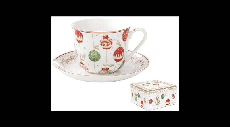 R2S.1182CEVE Porcelán reggelizőcsésze+alj 370ml dobozban, Christmas Eve