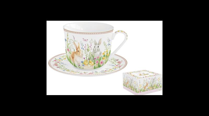 R2S.1182EAST Porcelán reggelizőcsésze+alj 370ml dobozban, Happy Easter