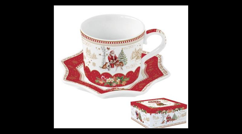 R2S.1236CHME Porceláncsésze+alj 250ml, dobozban, Christmas Memories