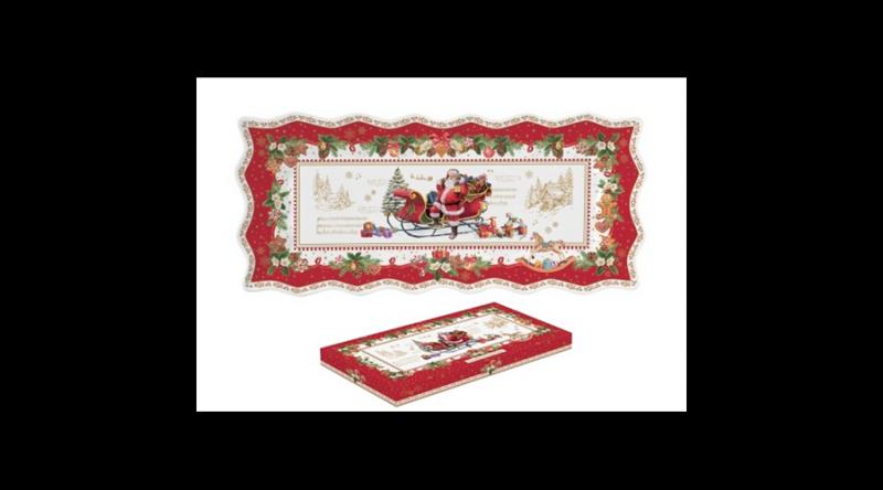 R2S.1242CHME Porcelántálca 40x18cm, dobozban, Christmas Memories