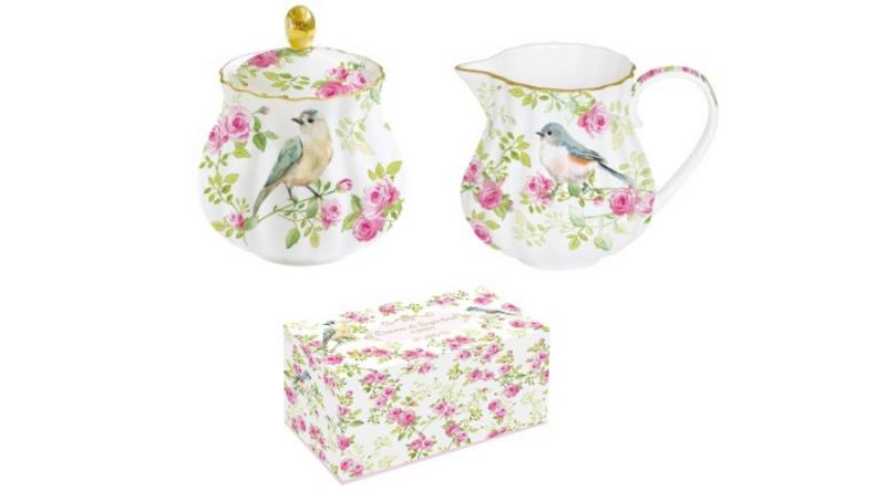 R2S.1285SPRI Porcelán tej/citromkiöntő-cukortartószett 200-200ml dobozban,Spring Time