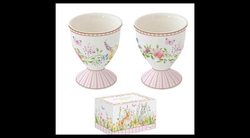 R2S.1318EAST Porcelán tojástartó 6,5cm, 2 db-os, dobozban,Happy Easter