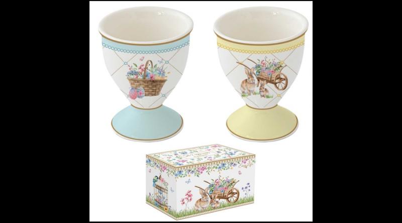 R2S.1318SPBL Porcelán tojástartó 6,5cm, 2 db-os, dobozban,Spring Bloom