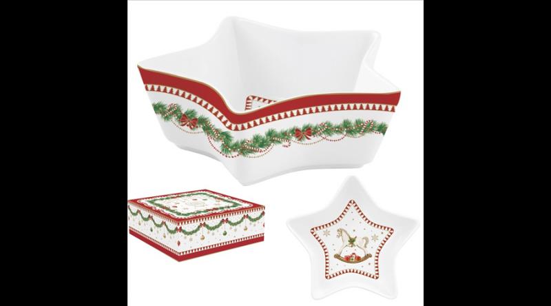 R2S.1323MNOE Porcelán csillagtál 15x5cm, dobozban, Magie de Noel