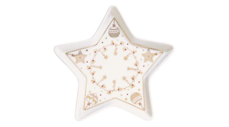 R2S.1324CHLI Porcelán csillagtálca 19,5cm, dobozban, Christmas Lights