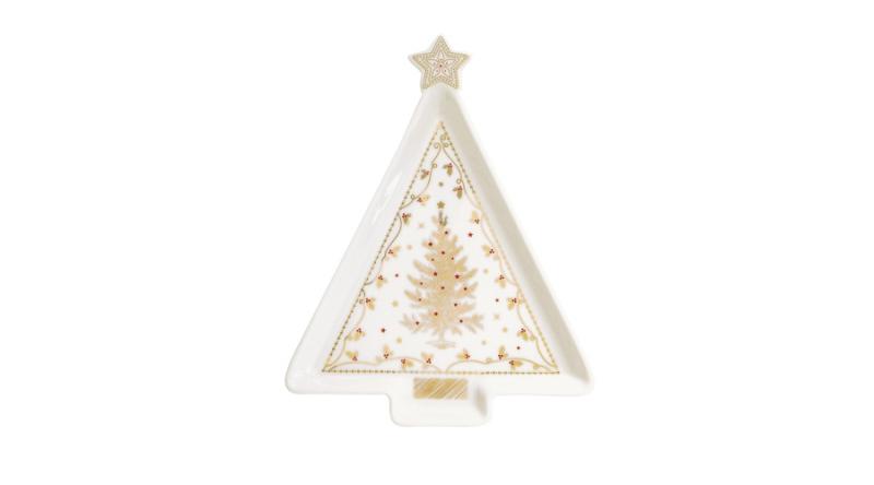 R2S.1325CHLI Porcelán fenyőtálca 21x16cm, dobozban, Christmas Lights