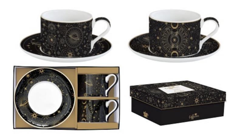 R2S.132CELE Porceláncsésze+alj 240ml, 2 személyes, dobozban, Coffee Mania, Celestial