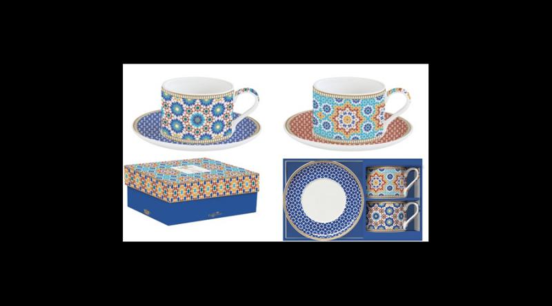 R2S.132MARR Porceláncsésze+alj 240ml, 2 személyes, dobozban, Coffee Mania, Marrakech