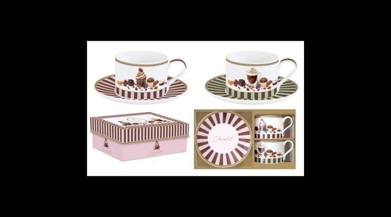 R2S.132SWEM Porceláncsésze+alj 240ml, 2 személyes, dobozban, Sweet Moments