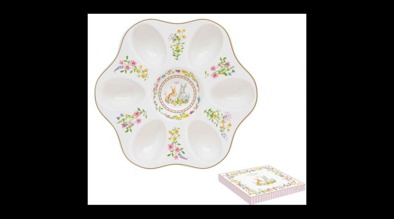 R2S.1337EAST  Porcelán tojáskínáló tálca 21cm, dobozban,Happy Easter