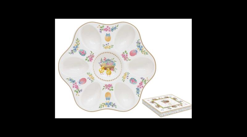 R2S.1337SPBL  Porcelán tojáskínáló tálca 21cm, dobozban,Spring Bloom