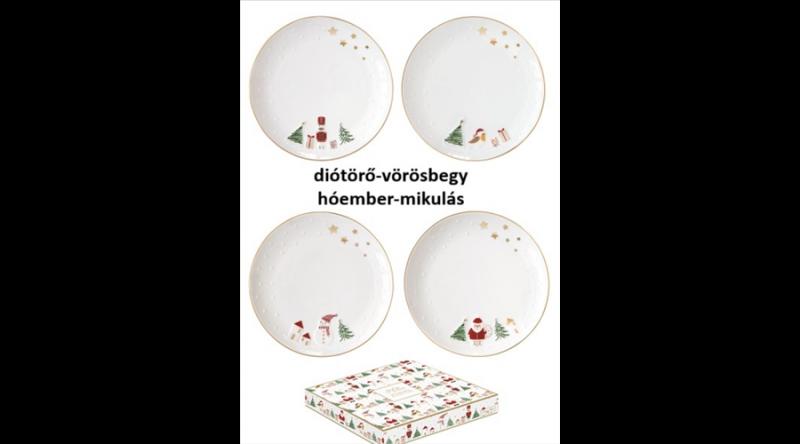 R2S.1338LSNO Porcelán desszerttányérszett 2 db-os, 16cm, dobozban, Let it Snow