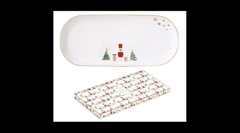 R2S.1344LSNO Porcelántálca 34,5x15cm, dobozban, Let it Snow