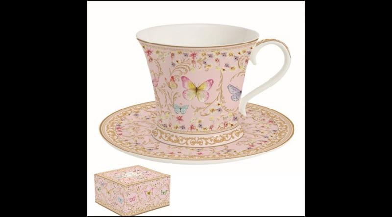 R2S.1354MAJB Porcelán teáscsésze+alj 180ml,dobozban,Majestic Butterflies