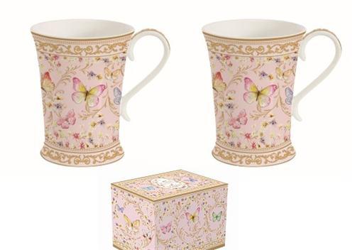 R2S.1356MAJB Porcelán bögreszett 270ml,2db-os dobozban,Majestic Butterflies