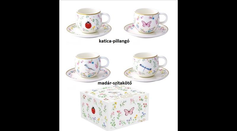 R2S.1371FGAR Porcelán eszpresszócsésze+alj 2 személyes, 120ml, dobozban, Fancy Garden