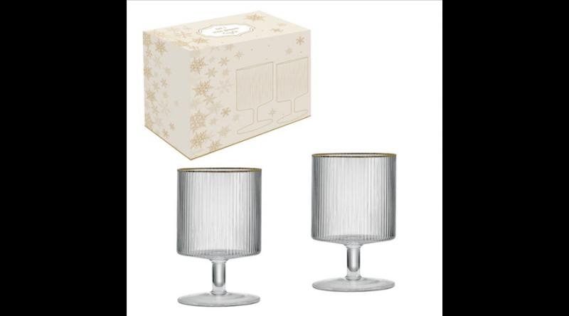 R2S.1432ORO Bordás üvegpohár arany szegéllyel 280ml, boros, 2db-os szett, dobozban, Gold