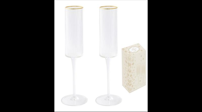 R2S.1434ORO Bordás üvegpohár arany szegéllyel 200ml, pezsgős, 2db-os szett, dobozban, Gold