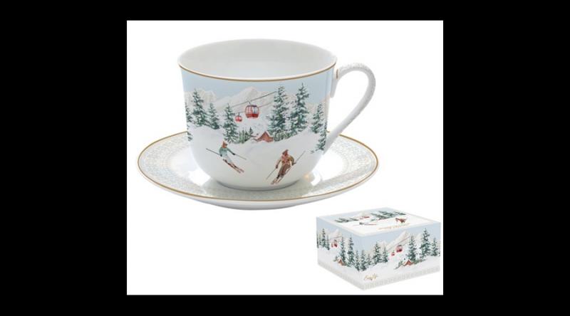 R2S.1454CHAL Porcelán reggelizőcsésze+alj 400ml, dobozban, Chalet