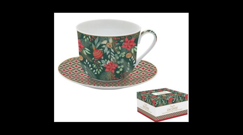 R2S.1454CJOY Porcelán reggelizőcsésze+alj 400ml dobozban,Atmosphere, Christmas Joy